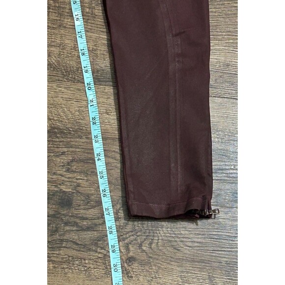 David Lerner Moto Leggings L Burgundy Oxblood Stretch Zip Ankle Made in USA - Picture 11 of 12